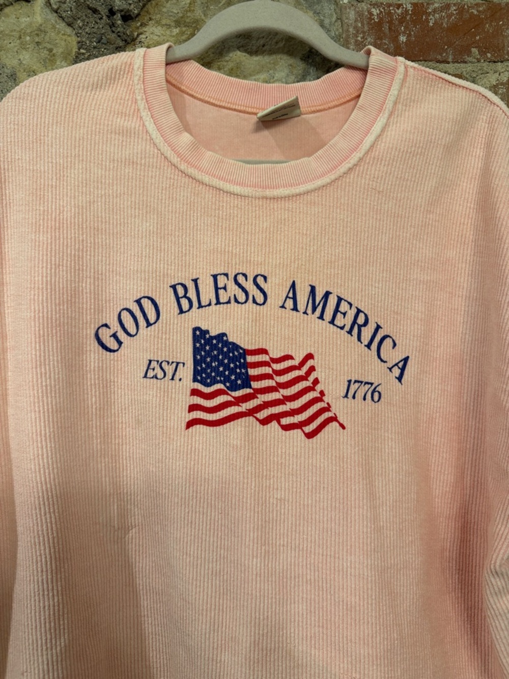 Pink 'God Bless America' Crewneck Sweatshirt - Picture 2 of 3